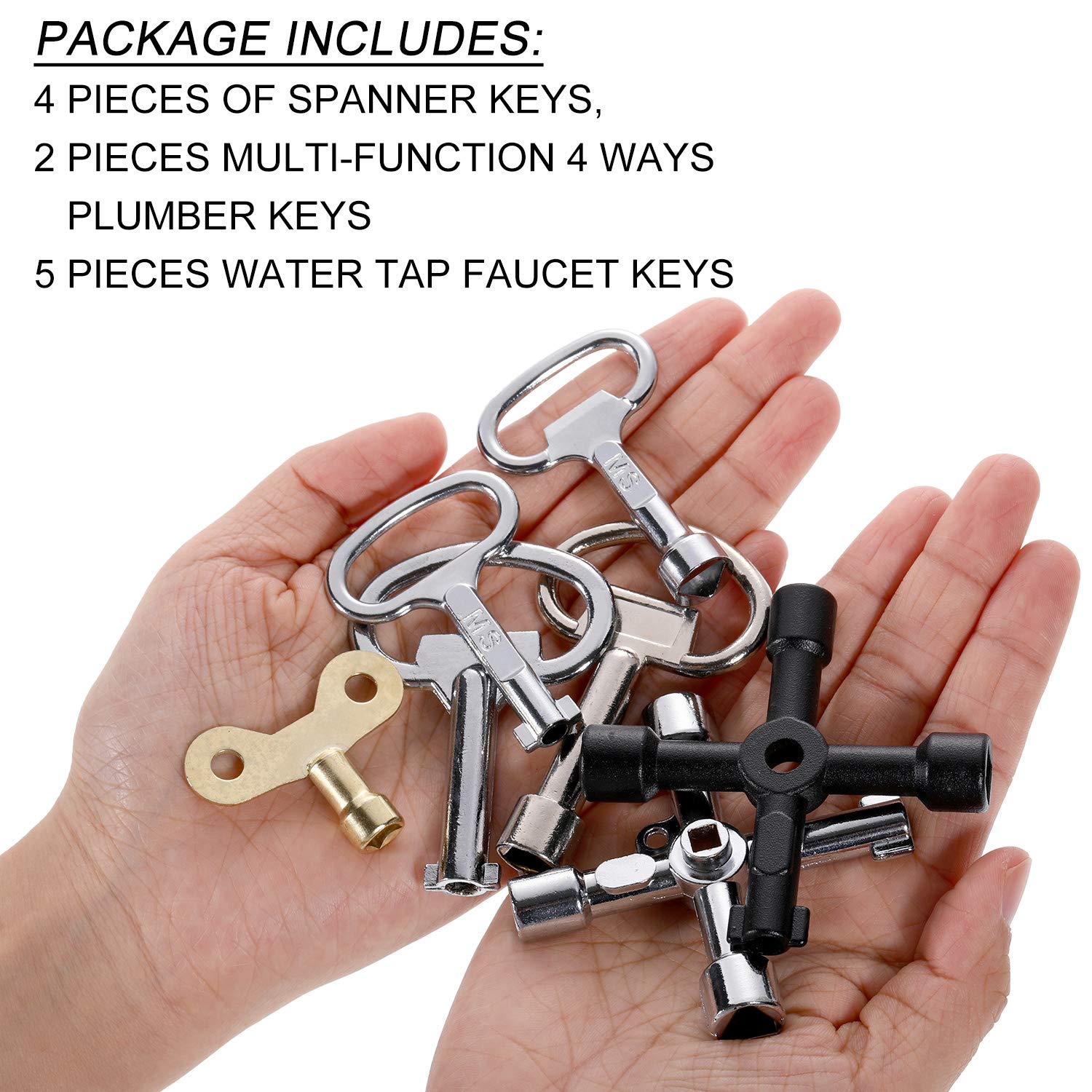 Mudder 11 Pcs Multi Functional Utility Key Kit Plumbers Key 4 Ways Utility Key Triangle Cabinet Spanner Key Socket Keys for Radiators Gas Electric Meter Boxes Faucet and Lock