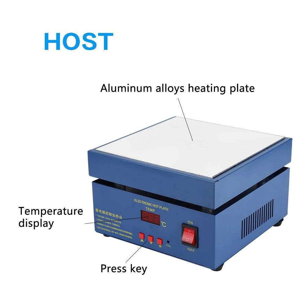 Heating Station, 200x200mm LED Microcomputer Electric Heating Plate Preheating Station 110/220V AC 800W Hot Plate PCB Preheat Oven for Soldering Station Welder (US)