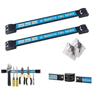 lemil 2 pieces 12 inches magnetic tool holder racks,metal tool organizer bar for garage&workshop