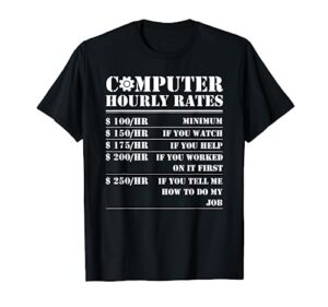 computer repair hourly rate funny tech support labor gifts t-shirt