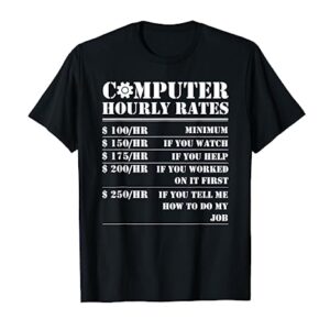 Computer Repair Hourly Rate Funny Tech Support Labor Gifts T-Shirt