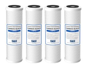 ipw industries inc 4 pack compatible for flow-pur 8 carbon block filter cartridge wcbcs-975-rv