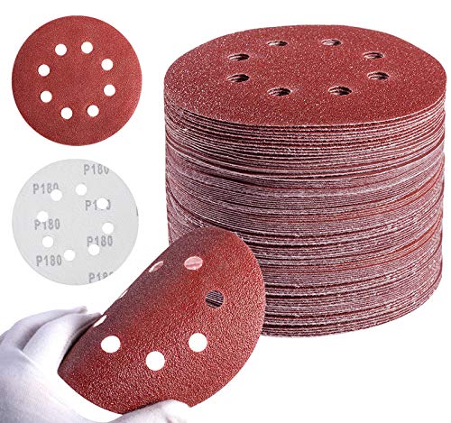 MIDO PROFESSIONAL ABRASIVE Sanding Disc 5 Inch 8 Hole Hook and Loop Sanding Pads for Orbital Sander 40/60/80/120/180/240/320 Grits-Pack of 72