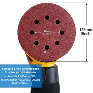 MIDO PROFESSIONAL ABRASIVE Sanding Disc 5 Inch 8 Hole Hook and Loop Sanding Pads for Orbital Sander 40/60/80/120/180/240/320 Grits-Pack of 72