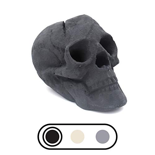 OSKER Ceramic Fireproof Fire Pit Skull Log for Bonfire, Campfire, Fireplace, Firepit | Halloween Decor | for Gas, Propane, or Wood Fires | 9 Inch - Black