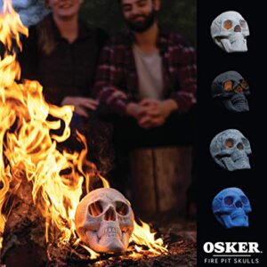 OSKER Ceramic Fireproof Fire Pit Skull Log for Bonfire, Campfire, Fireplace, Firepit | Halloween Decor | for Gas, Propane, or Wood Fires | 9 Inch - Black