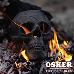 OSKER Ceramic Fireproof Fire Pit Skull Log for Bonfire, Campfire, Fireplace, Firepit | Halloween Decor | for Gas, Propane, or Wood Fires | 9 Inch - Black