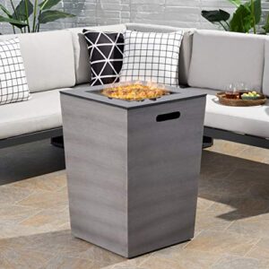 Megan Outdoor Modern 19.5-Inch Fire Column, Dark Gray and Gloss Black