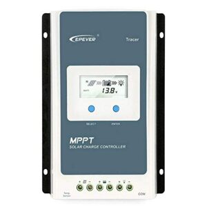 epever mppt solar charge controller 30 amp 12v 24v auto, 30a solar charge controller max 100v input negative grounded solar reulator for lead-acid and lithium batteries charging and discharging