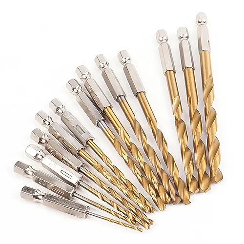 Utoolmart Hex Shank Drill Bit Set, 26pcs (13Pcs x 2Set) HSS Titanium Coated Impact Twist Drill Bits Set, 1/4" Hex Shank Screw Metric Tap Drill, for Wood, Steel, Metal, Plastic