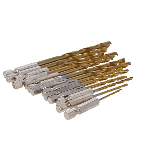 Utoolmart Hex Shank Drill Bit Set, 26pcs (13Pcs x 2Set) HSS Titanium Coated Impact Twist Drill Bits Set, 1/4" Hex Shank Screw Metric Tap Drill, for Wood, Steel, Metal, Plastic