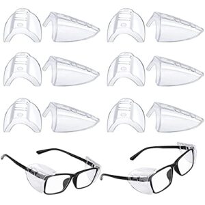 tchrules 6 pairs safety eye glasses side shields, slip on side shields for safety glasses, double hole, fits most safety eyeglasses (transparent)