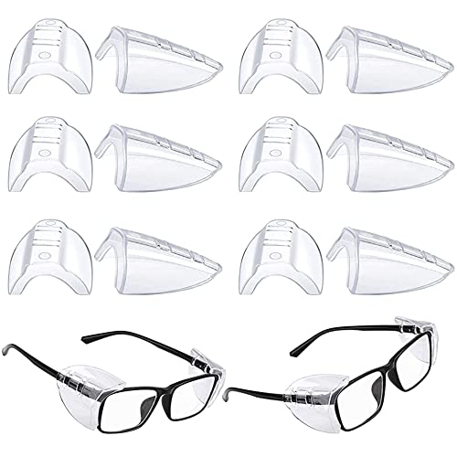 tchrules 6 Pairs Safety Eye Glasses Side Shields, Slip On Side Shields for Safety Glasses, Double Hole, Fits Most Safety Eyeglasses (Transparent)