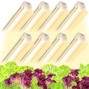 kihung (pack of 8) led 2ft t8 , 192w(8×24w) full spectrum light strips with reflectors, high ppfd value grow lights for indoor plants