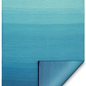 Fab Habitat Outdoor Rug - Waterproof, Fade Resistant, Crease-Free - Premium Recycled Plastic - Ombre - Patio, Deck, Porch, Balcony, Laundry Room - Big Sur - Teal - 4 x 6 ft