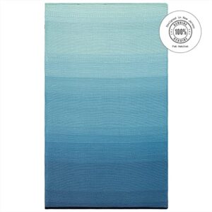 Fab Habitat Outdoor Rug - Waterproof, Fade Resistant, Crease-Free - Premium Recycled Plastic - Ombre - Patio, Deck, Porch, Balcony, Laundry Room - Big Sur - Teal - 4 x 6 ft