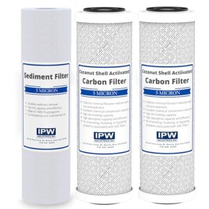 replacement filter kit compatible with krystal pure kr10 ro system - includes carbon block filters & polypropylene sediment filter