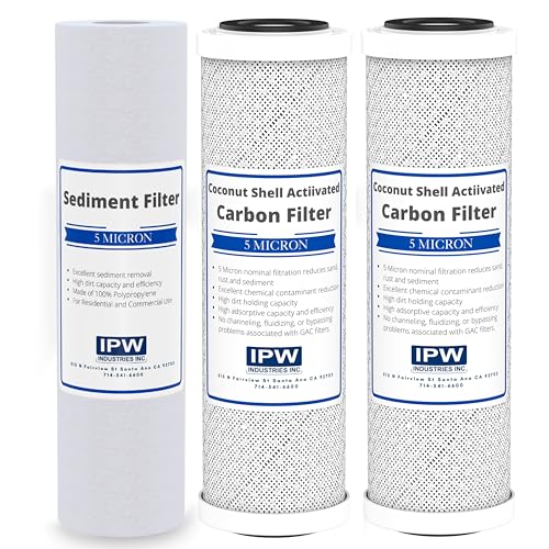 Replacement Filter Kit Compatible with Krystal Pure KR10 RO System - Includes Carbon Block Filters & Polypropylene Sediment Filter