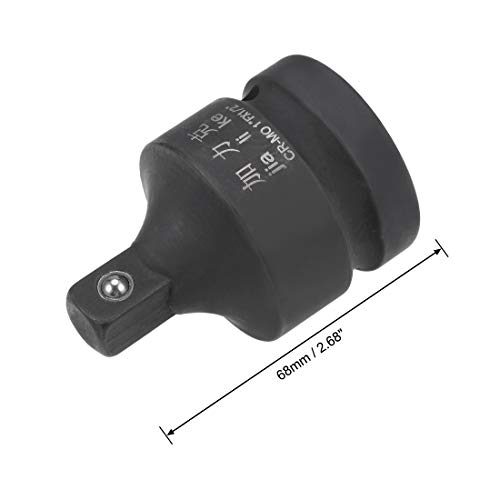 uxcell 1" Drive (Female) x 1/2" (Male) Impact Socket Reducer for Use with Air Impact Drivers, Breaker Bars, Ratchets, CR-MO Steel