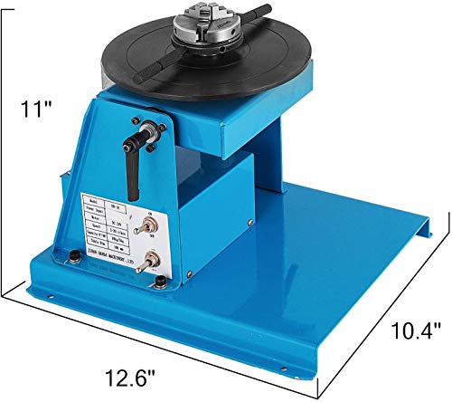 Mophorn 10KG Rotary Welding Positioner Turntable Table 110V Mini 0 to 90° Welding Positioner Positioning Turntable 2.5 Inch 3 Jaw Lathe Chuck 180mm Portable Welder Positioner Turntable Machine