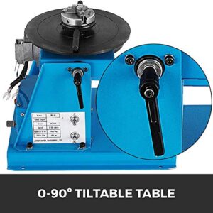 Mophorn 10KG Rotary Welding Positioner Turntable Table 110V Mini 0 to 90° Welding Positioner Positioning Turntable 2.5 Inch 3 Jaw Lathe Chuck 180mm Portable Welder Positioner Turntable Machine