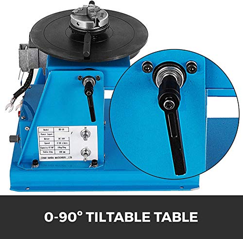 Mophorn 10KG Rotary Welding Positioner Turntable Table 110V Mini 0 to 90° Welding Positioner Positioning Turntable 2.5 Inch 3 Jaw Lathe Chuck 180mm Portable Welder Positioner Turntable Machine