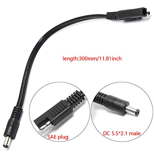 DGZZI SAE Plug to DC Female 5.5x2.1mm Adapter Extension Cable SAE to DC Power Automotive Connector for Solar Panel Charge 20AWG 8 Inch