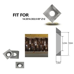 Carbide Inserts Cutters Knives 14.3mm Square Replacement 2 Cutting Edges for Cutech Tool Planer Jointer 40700H-CT 4700HC-CT 40100H-CT 40600H-80100-CT 40200H-CT 40600HC-80100-CT 40200HC-CT Head 10pc