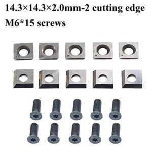 Carbide Inserts Cutters Knives 14.3mm Square Replacement 2 Cutting Edges for Cutech Tool Planer Jointer 40700H-CT 4700HC-CT 40100H-CT 40600H-80100-CT 40200H-CT 40600HC-80100-CT 40200HC-CT Head 10pc