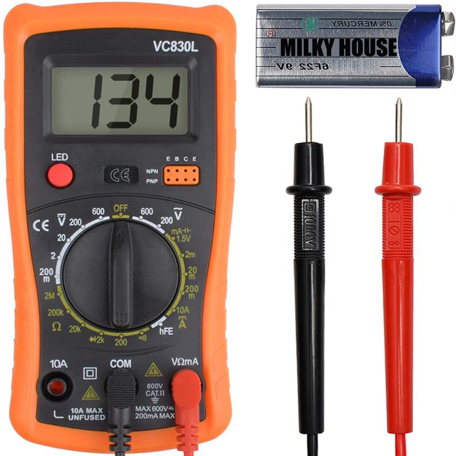 Digital Multimeter Pocket Clamp Multimeters Multi Tester Voltmeter Ammeter Ohmmeter AC/DC Ohm Volt Amp and Diode Voltage Electrical Tester Meter with Backlight LCD,Home Professional Use Automotive,etc