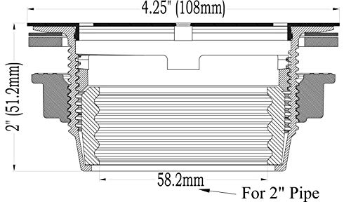 4-1/4 Shower Base Drain No Caulk, Matte Black, fits 2" Waste Pipe