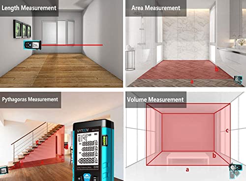 Laser Measure VYTOOV 196Ft Laser Distance Meter 2 Bubble Levels M/Ft/in Switching Laser Measurement Tool Measuring Distance, Area, Volume, Pythagoras, Large Backlit LCD, IP54 Dustproof & Waterproof