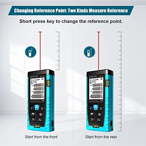 Laser Measure VYTOOV 196Ft Laser Distance Meter 2 Bubble Levels M/Ft/in Switching Laser Measurement Tool Measuring Distance, Area, Volume, Pythagoras, Large Backlit LCD, IP54 Dustproof & Waterproof