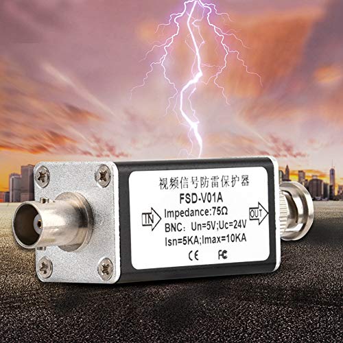 BNC Surge Protector, Video Signal Lightning Protector for CCTV Video Analog Camera Thunder Lightning Arrester Protection Device 24V