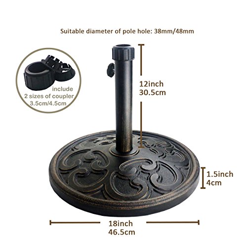 Sunnyglade 18" 22-lbs Outdoor Living Heavy Duty Round Antiqued Patio Umbrella Base