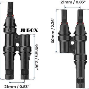 JHBOX Solar Panel Connector 2 Way Y Solar Branch | Easy Installation DIY Mount Tool for Parallel Connection Between Solar Panels | TUV Certified Solar Panel Wire Connectors (1 Pair)