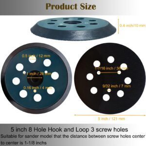 5 Inch 8 Hole Replacement Sander pad for Porter Cable 343, 343k, 390, 390K, 382, 343VSK Orbital Sander- 5" Hook and Loop Sanding pad for Woodworking Metal Automotive Sander