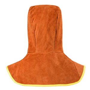 Welding Hood Leather - Cowhide Split Leather Welding Caps with Neck Shoulder Drape - Head Protection for Men & Women, Brown