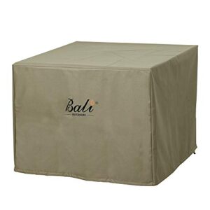 bali outdoors square durable fire pit cover, 600d heavy duty with pvc coating, khaki, 28.3'' x 28.3'' x 25''
