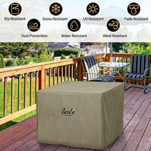 BALI OUTDOORS Square Durable Fire Pit Cover, 600D Heavy Duty with PVC Coating, Khaki, 28.3'' x 28.3'' x 25''