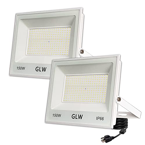 GLW 2 Pack 150W Led Flood Lights Outdoor Bright 13000LM Outside Lamp IP66 Waterproof 6500K Flood Light Led Flood Light Outdoor Floodlights Fixtures Lighting for Yard Backyard House