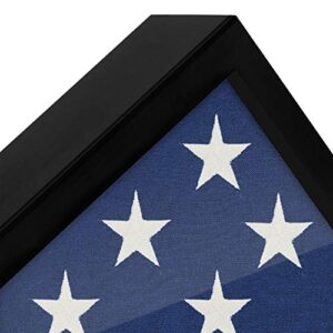 Americanflat Small Flag Case Frame - Black Wrapped MDF Wood - Fits Small Size 3x5 Folded Flag - Memorial Flag Frame Display Case for Table or Wall Display with Hanging Hardware Included