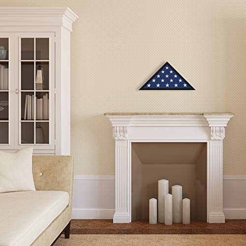 Americanflat Small Flag Case Frame - Black Wrapped MDF Wood - Fits Small Size 3x5 Folded Flag - Memorial Flag Frame Display Case for Table or Wall Display with Hanging Hardware Included