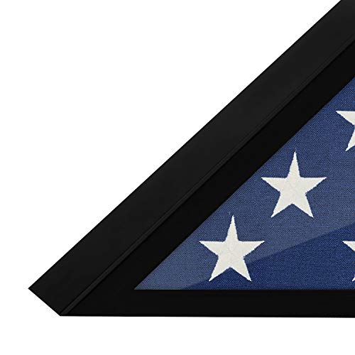 Americanflat Small Flag Case Frame - Black Wrapped MDF Wood - Fits Small Size 3x5 Folded Flag - Memorial Flag Frame Display Case for Table or Wall Display with Hanging Hardware Included