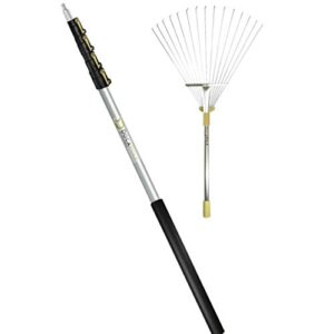 docazoo - docapole roof and yard rake extension pole - adjustable, telescopic, clean leaves, sticks and debris - 7 to 30 foot