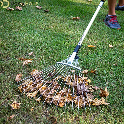 DOCAZOO - DocaPole Roof and Yard Rake Extension Pole - Adjustable, Telescopic, Clean Leaves, Sticks and Debris - 7 to 30 Foot