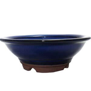 Bonsai Pot Ceramic Jin-Gasa Shape Glazed (5.75", Namako-Yu)