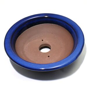 Bonsai Pot Ceramic Jin-Gasa Shape Glazed (5.75", Namako-Yu)