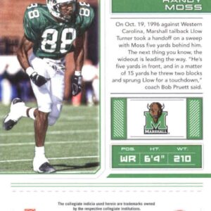 2018 Panini Contenders Draft Picks Season Ticket #81 Randy Moss Marshall Thundering Herd NCAA Collegiate Football Card