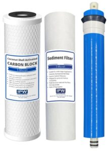 hydro logic stealth ro100 compatible three filter pack - 100 gpd ro membrane, carbon, sediment filter for hydrologic systems by ipw industries inc